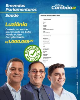 SAÚDE • LUZIÂNIA 

👉🏽 Dinheiro na conta ✅

Já está disponível ao beneficiário: Fundo Municipal de Luziânia, o recurso de ➡️ R$ 1.000, 055,00, que é resultado de repasse de recursos do Fundo Nacional de Saúde (FNS), realizado na modalidade Fundo a Fundo (FAF), por solicitação do Senador Jorge Kajuru e a pedido do Deputado Estadual Wilde Cambão, para custeio da saúde do município. 
.
.
#WildeCambão #DeputadoEstadual #Alego #DinheironaConta #Saúde