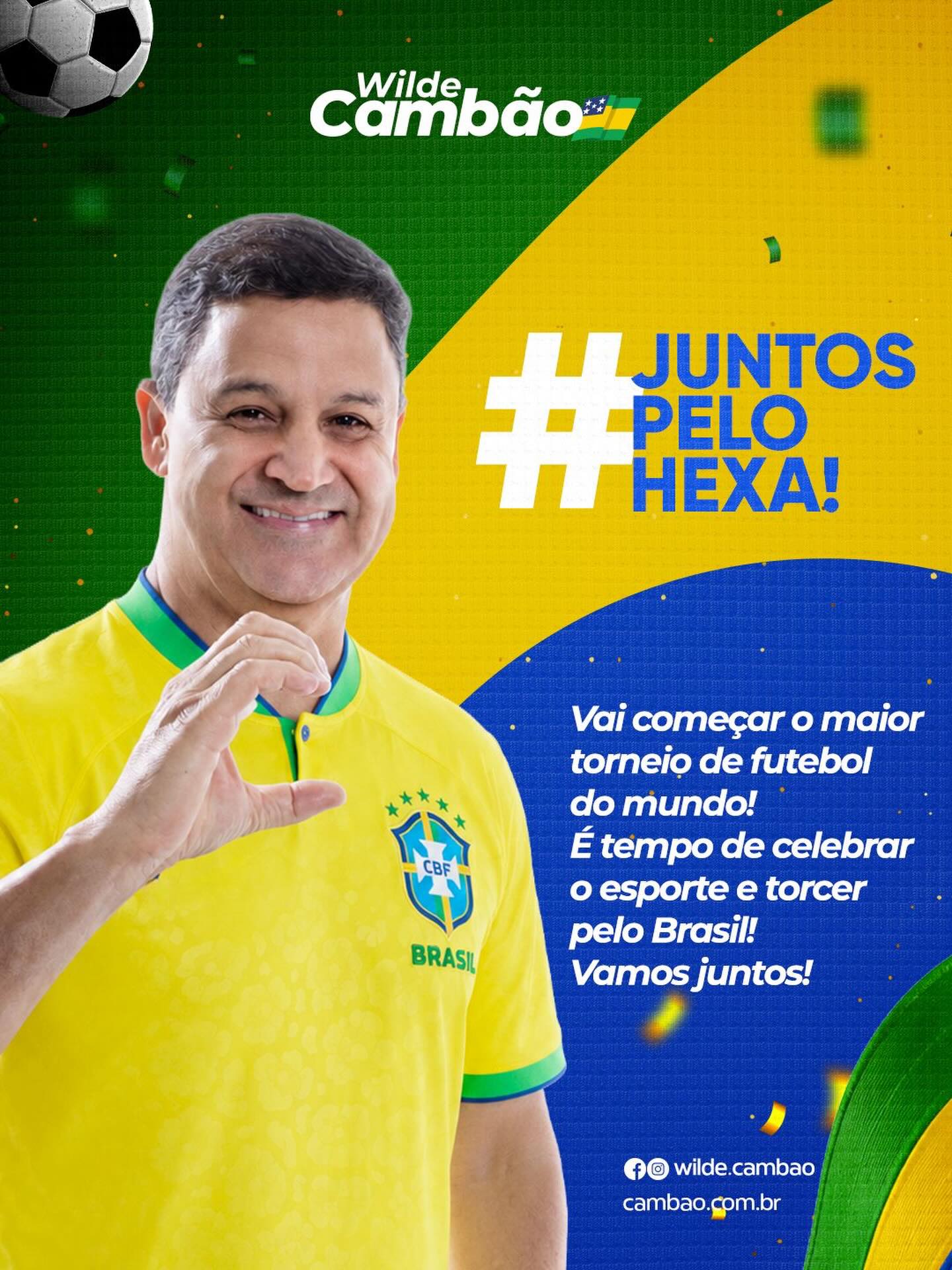O maior espetáculo de futebol do mundo ⚽️🌎 começa hoje! Estamos na torcida e confiamos plenamente na garra, no talento e na qualidade técnica da nossa Seleção Brasileira! 🇧🇷💚💛💚💛💚💛💚💛💚💛💚💛💚💛💚💛

Juntos pelo HEXA🏆✅

👉🏽 Pra cima, Brasil! 🚀🚀🚀🚀🚀🚀👍🏽
.
.
#WildeCambão #DeputadoEstadual #Copa2026 #SeleçãoBrasileira #VemHEXA💚💛